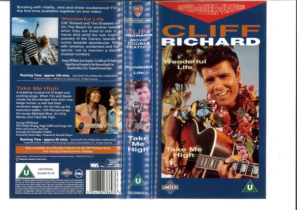 CLIFF RICHARD - WONDERFUL LIFE/TAKE ME HIGH (VHS)