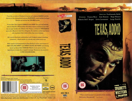 TEXAS,ADDIO  (VHS) UK