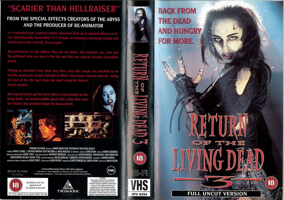 RETURN OF THE LIVING DEAD 3 (VHS) uk